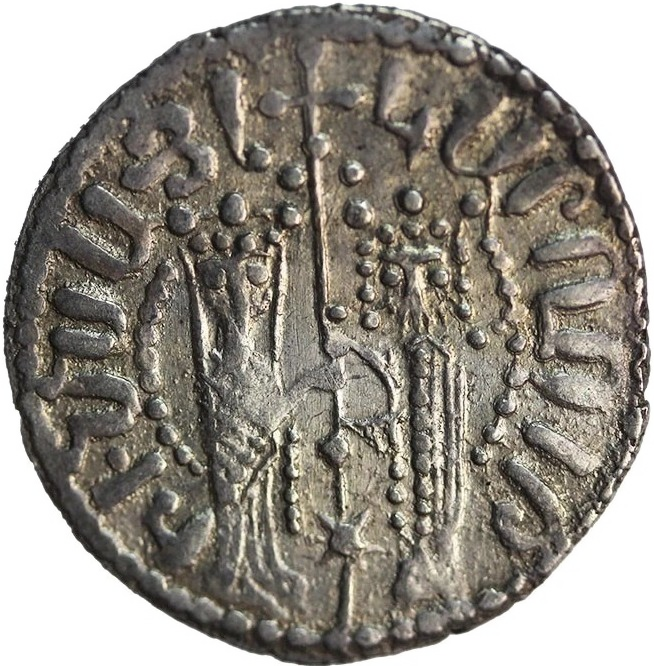 Arm-004 Armenian Kingdom of Cilicia, Hetoum I (AD 1226-1270) and Queen Zabel. Silver tram (2.90 gm, 21.00 mm). Zeno 172915. — Obverse
