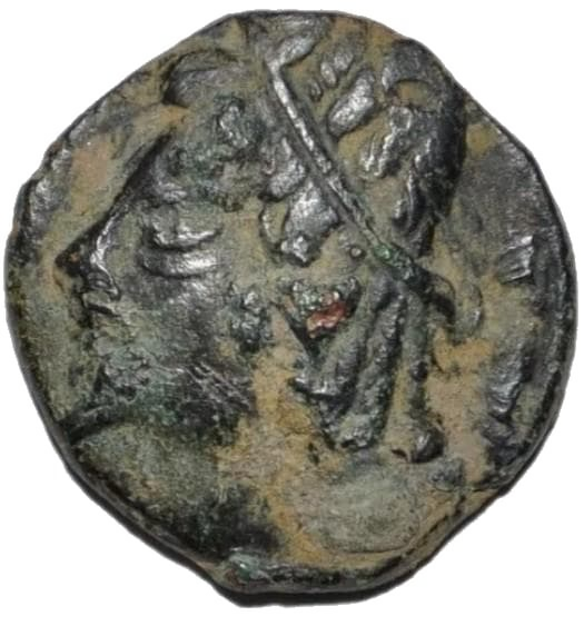 Cen-011 Sogdiana, Chach, Wanun (3rd-5th century AD). Bronze (4.00 gm, 19.30 mm). CSCLC H-01. Lurje 1325 (Wanwan). Very rare. — Obverse