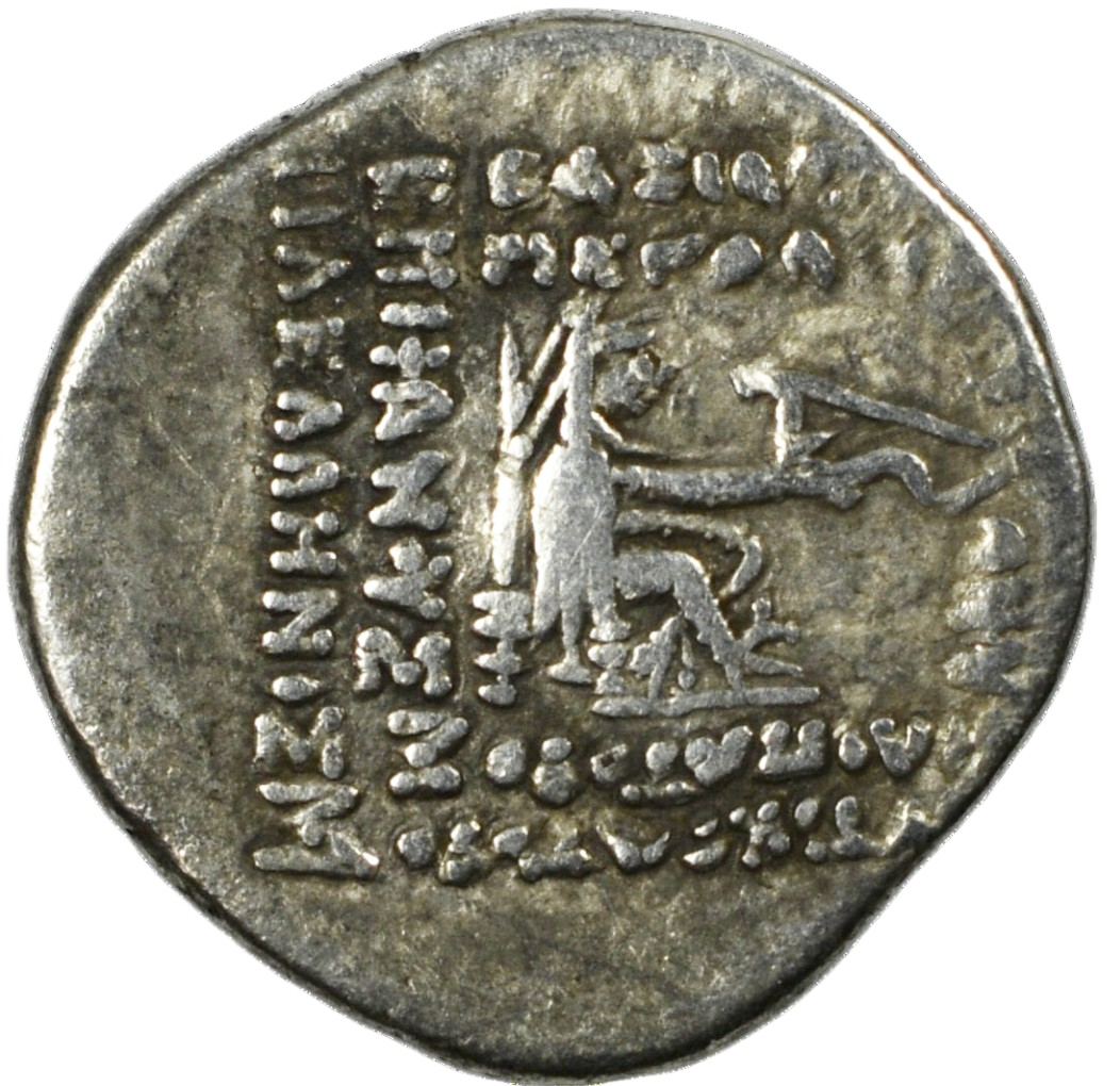 Par-028 パルティア帝国 ミトラダテス3世(紀元前87~80年) ドラクマ銀貨 3.42 g 20.43 mm 造幣地:マルギアネ Sellwood 31.9 (オロデス1世) — 裏面