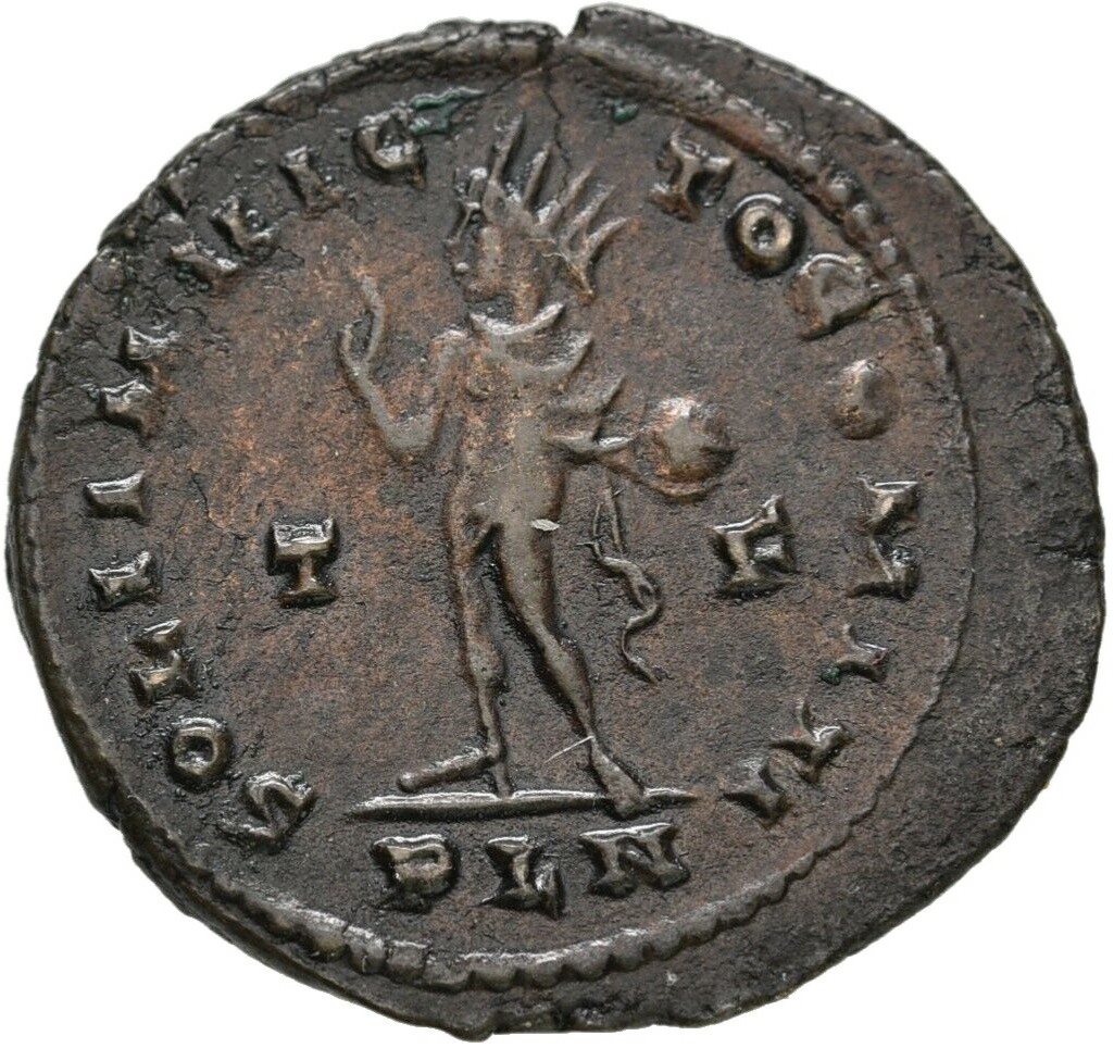 RE-009 ローマ帝国 コンスタンティヌス1世(306~337年) フォリス銅貨 4.70 g 24.60 mm 造幣地:ロンディニウム (ロンドン) 310年 RIC 121a — 裏面