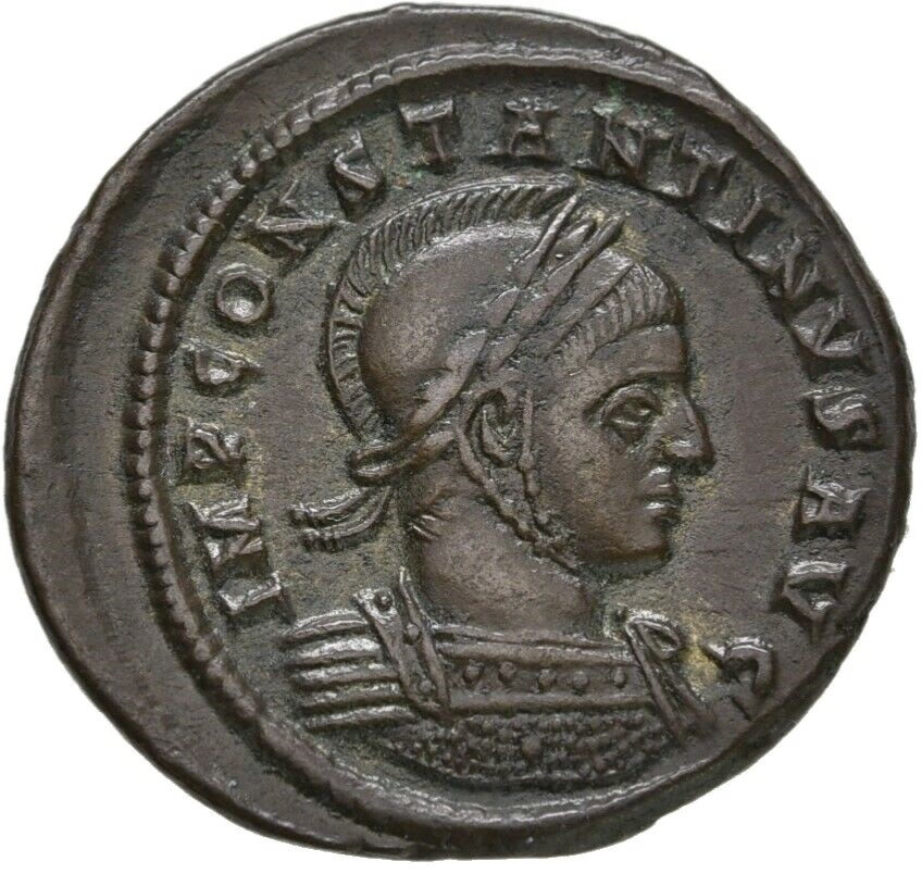 RE-010 Roman Empire, Constantine I (AD 306-337). Bronze follis (3.09 gm, 20.50 mm), Arelatum (Arles), AD 319. RIC 188. — Obverse