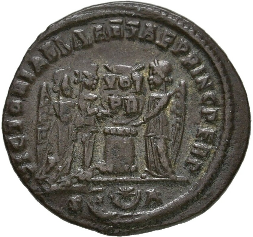 RE-010 Roman Empire, Constantine I (AD 306-337). Bronze follis (3.09 gm, 20.50 mm), Arelatum (Arles), AD 319. RIC 188. — Reverse