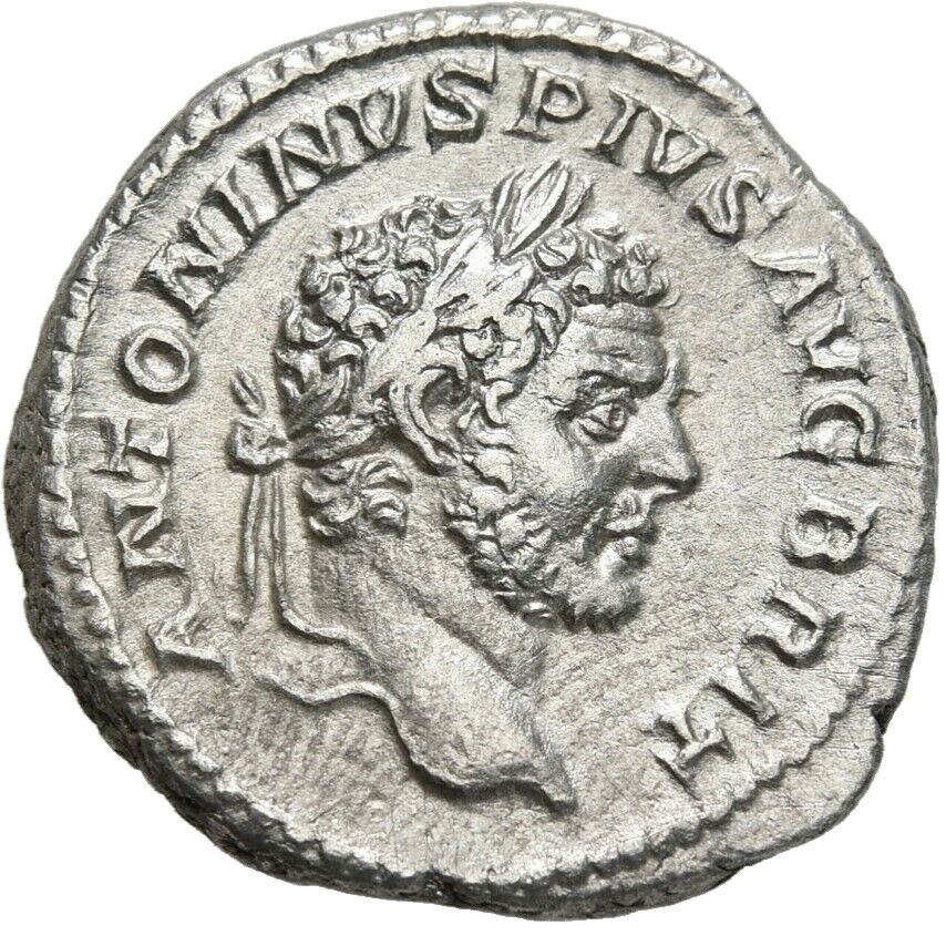 RE-011 Roman Empire, Caracalla (AD 198-217). Silver denarius (2.72 gm, 19.30 mm), Rome, AD 210-213. RIC 223. — Obverse