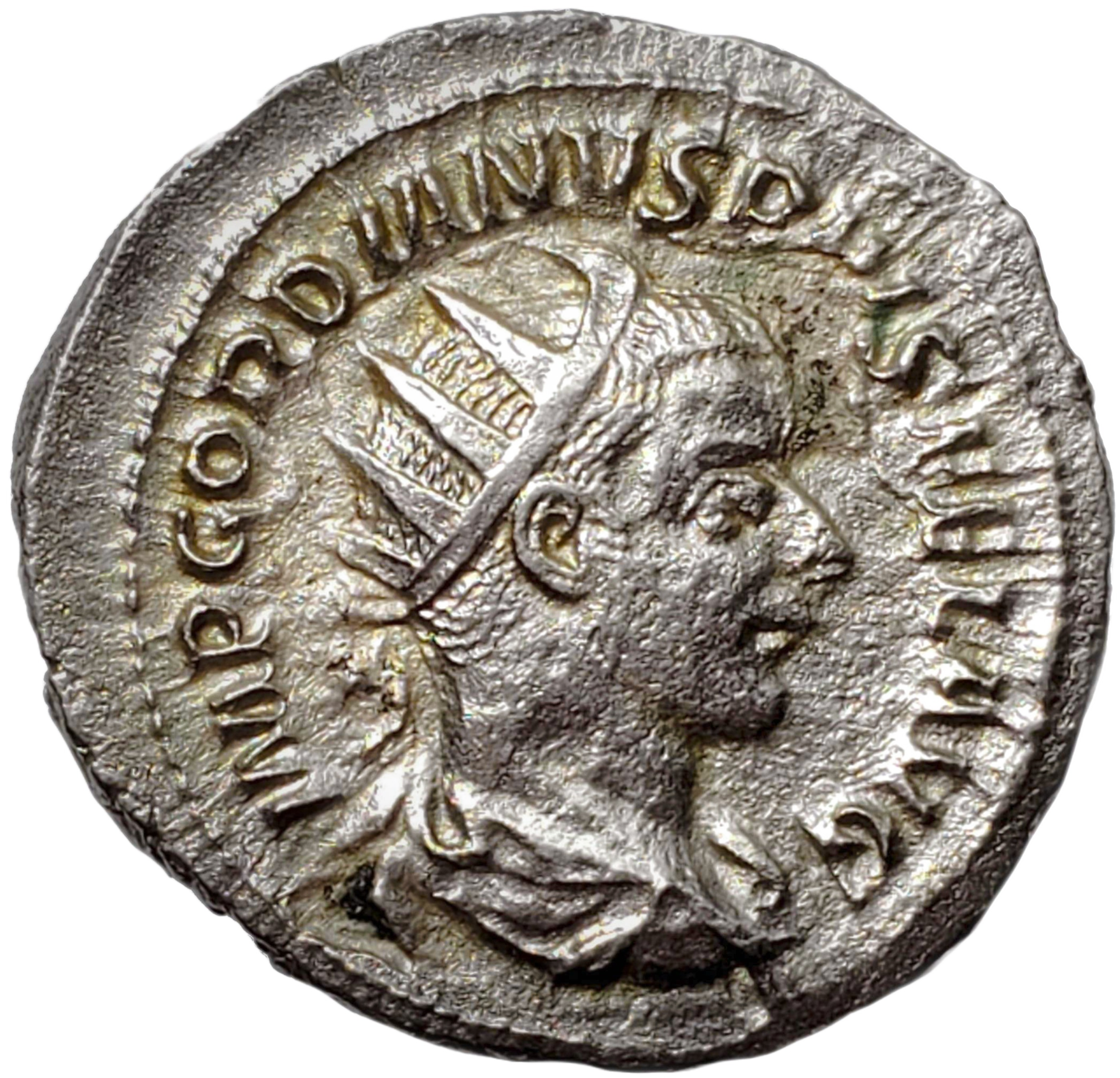 RE-020 Roman Empire, Gordianus III (AD 238-244). Silver antoninianus (4.15 gm, 23.95 mm), Rome, AD 241-243. RIC 83. — Obverse