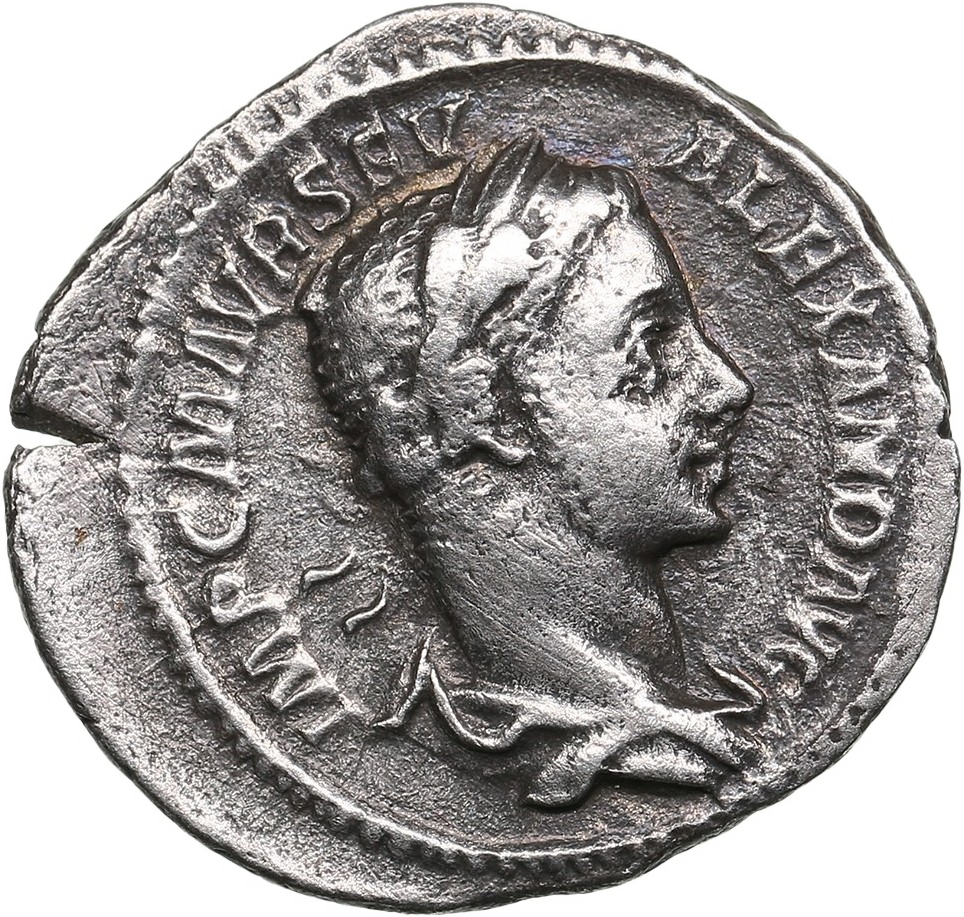 RE-025 Roman Empire, Severus Alexander (AD 222-235). Silver denarius (2.49 gm, 21.00 mm), Rome, AD 226. RIC 127. — Obverse